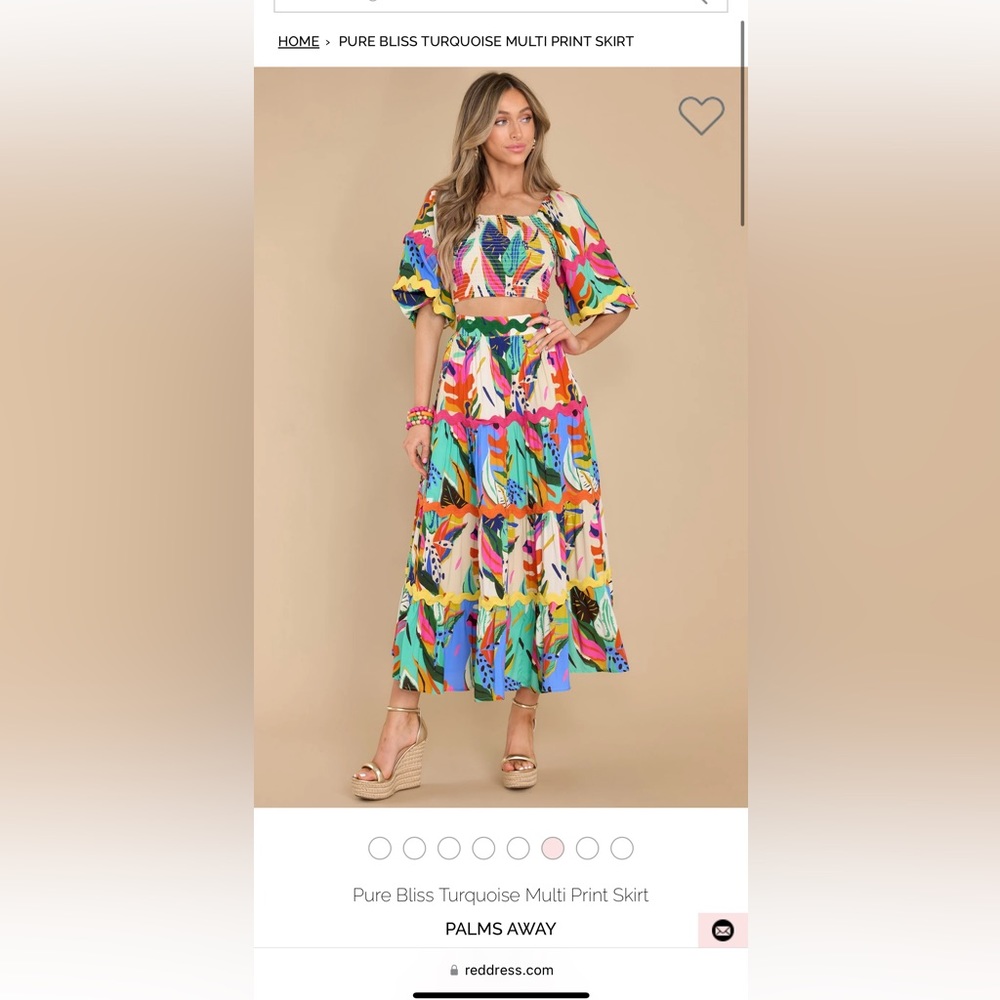 RED DRESS Colorful Top with Puff Sleeves WORN ONCE